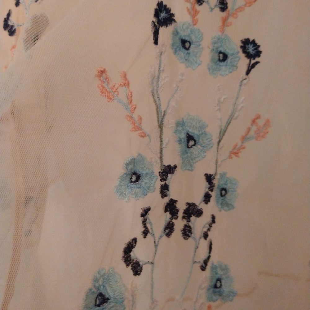 Kaari Blue Curvy Sheer Pink Embroidered Blouse - Picture 5 of 9